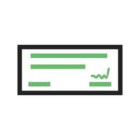 Cheque Line Green and Black Icon vector