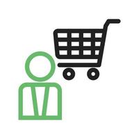 asistente de compras línea icono verde y negro vector