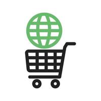 Global Shopping Line Green and Black Icon vector