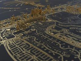 top view of the big city. illustration in casual graphic design. fragment of dubai 3d render photo