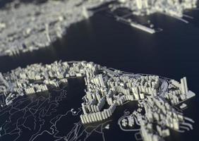 big city top view. illustration in casual graphic design. fragment hong kong 3d render photo