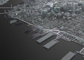 big city top view. illustration in casual graphic design. fragment hong kong 3d render photo