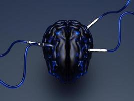 inteligencia artificial. imagen de cerebro de color dorado foto