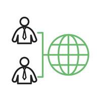 Globally Connected User Line Green and Black Icon vector