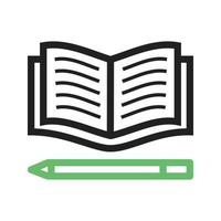 Pencil and Book Line Green and Black Icon vector