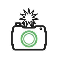 Camera Click Line Green and Black Icon vector