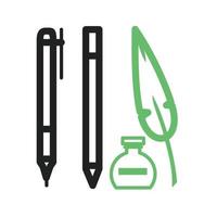 Writing Equipment Line Green and Black Icon vector