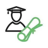 Male Graduate Line Green and Black Icon vector