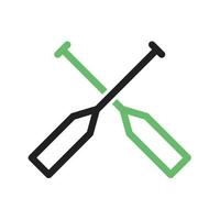 Oars Line Green and Black Icon vector