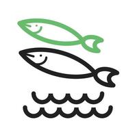 Fish Swimming in Water Line Green and Black Icon vector