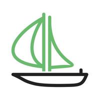 Boat Line Green and Black Icon vector
