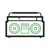 Casette Player Line Green and Black Icon vector