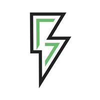 Flash On Line Green and Black Icon vector