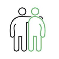 Friends Standing Line Green and Black Icon vector