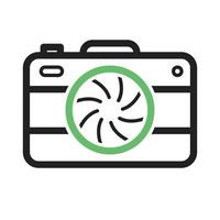 Camera I Line Green and Black Icon vector