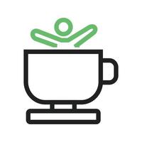 tazas de té paseo línea icono verde y negro vector
