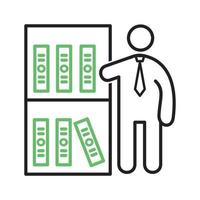File Management Line Green and Black Icon vector