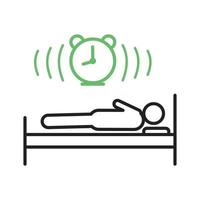 línea de dormir icono verde y negro vector