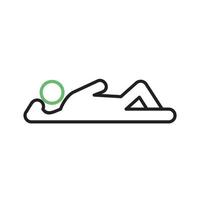 Lying Down Line Green and Black Icon vector