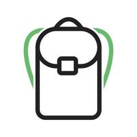 línea de mochila icono verde y negro vector