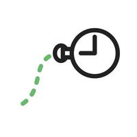 Pocket Watch Line Green and Black Icon vector