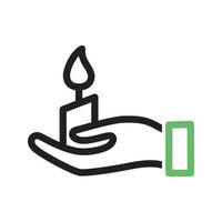 Holding Candle Line Green and Black Icon vector