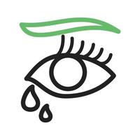 lágrimas en los ojos línea icono verde y negro vector