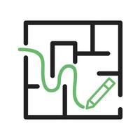 Finding Path Line Green and Black Icon vector