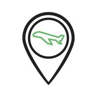 Airport Location Line Green and Black Icon vector