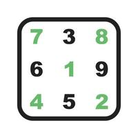 línea de teoría de números icono verde y negro vector