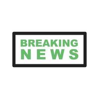 Breaking News Line Green and Black Icon vector