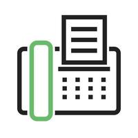 Fax Machine Line Green and Black Icon vector