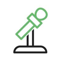 Mic on Stand Line Green and Black Icon vector