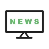 línea de noticias nacionales icono verde y negro vector