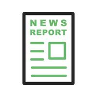 línea de informe de noticias icono verde y negro vector