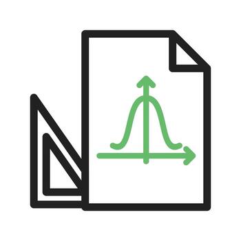 Set Square and Graph Line Green and Black Icon vector