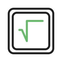 Square Root Symbol Line Green and Black Icon vector