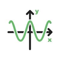 Cosine Graph Line Green and Black Icon vector