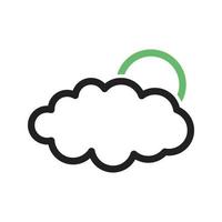 Sun Cloud Line Green and Black Icon vector