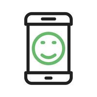 Happy Face Line Green and Black Icon vector