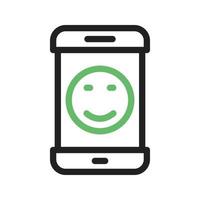 Happy Face Line Green and Black Icon vector