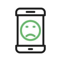 Sad Face Line Green and Black Icon vector