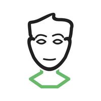 línea de rostro humano icono verde y negro vector