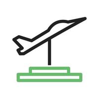 icono de línea de exhibición de jet verde y negro vector
