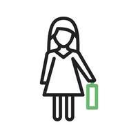 Business Lady Line Green and Black Icon vector