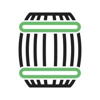 línea de barril icono verde y negro vector