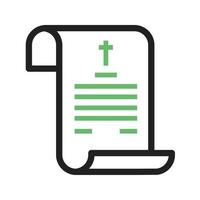 Death Certificate Line Green and Black Icon vector