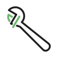 Wrench Line Green and Black Icon vector