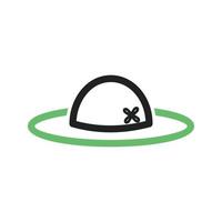 Women's Hat Line Green and Black Icon vector