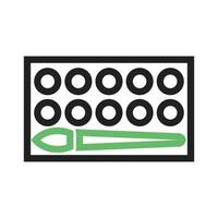 Paints box Line Green and Black Icon vector